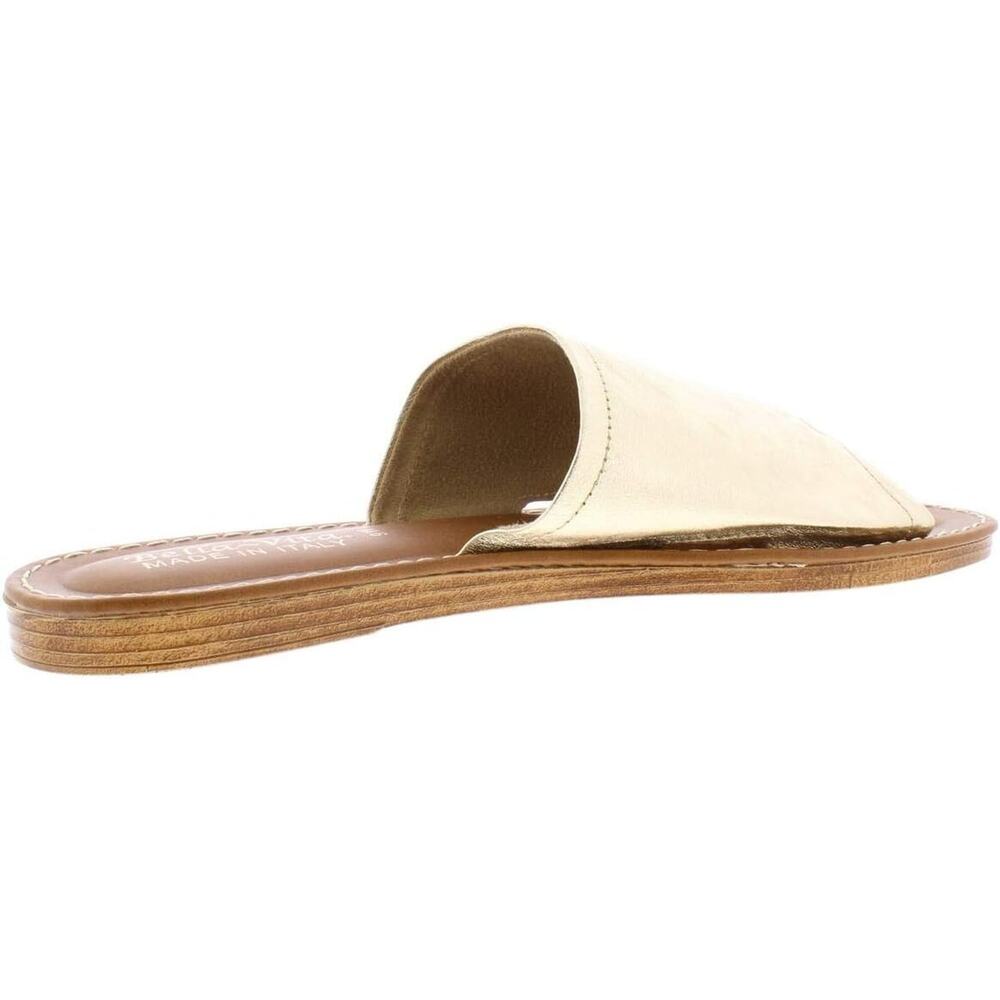 Bella Vita Women's Ros-Italy Italian Leather Flat Slide Sandals, Gold Size 8.5WW